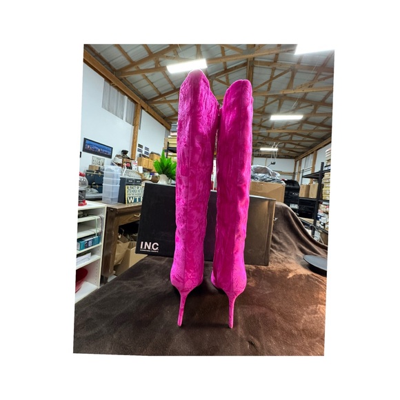 INC Vibrant Pink Velvet Knee-High Women's Boots Size 10 - Picture 5 of 11